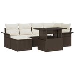vidaXL Ensemble de Canapés de Jardin 7 Pièces avec Coussins Rotin Poly Marron