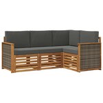 vidaXL Ensembles de canapés avec coussin 4 Pièces Bois d'Acacia Massif
