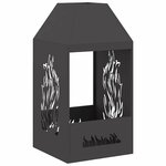 vidaXL Brasero Noir 50 x 50 x 100 cm Acier patiné