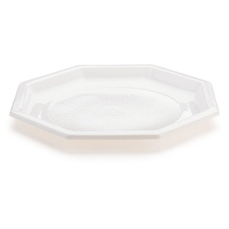 Lot de 50: Assiette plastique octogonale blanc 185 mm Octopack