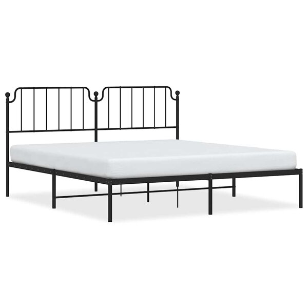 vidaXL Cadre de lit métal sans matelas avec tête de lit noir 183x213cm