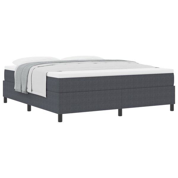 vidaXL Lit avec sommier avec matelas gris foncé super King en tissu en velours côtelé