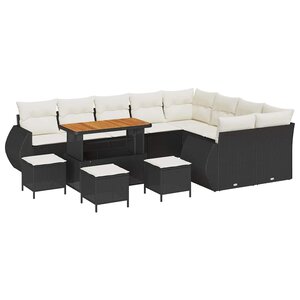 vidaXL Ensemble de canapé de jardin 13 Pièces Noir polyrotin