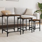 vidaXL Tables basses gigognes 3 Pièces chêne marron bois d'ingénierie