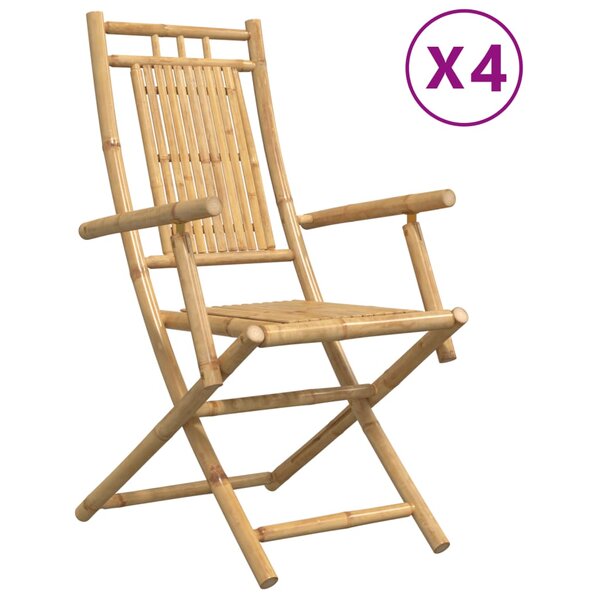 vidaXL Chaises pliables de jardin lot de 4 53x66x99 cm bambou