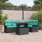 vidaXL Ensemble de canapé de jardin 6 Pièces Noir Poly rotin