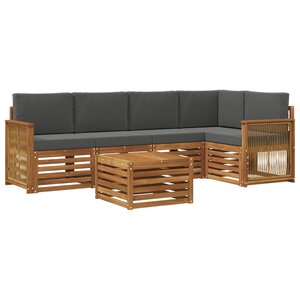 vidaXL Ensemble de canapé d'angle 5 Pièces Naturel et Anthracite