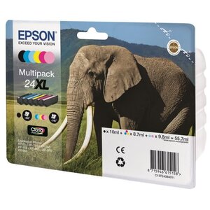 Cartouche epson eléphant - t24 6 couleurs