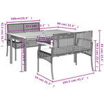 vidaXL Ensemble à manger de jardin avec coussins 3 Pièces Noir