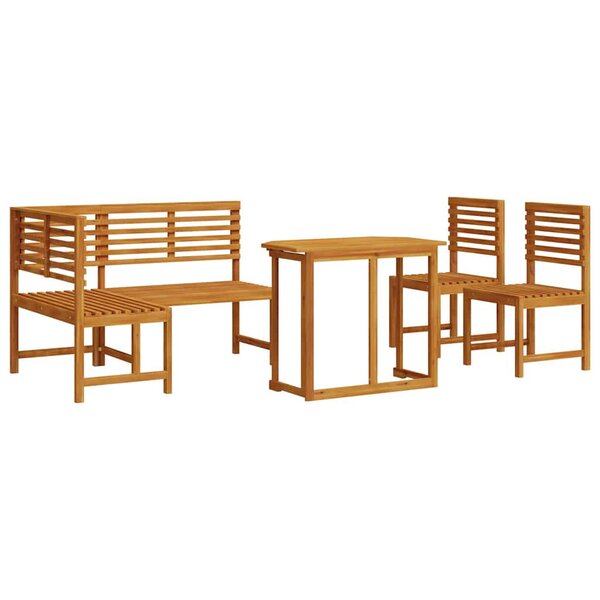 vidaXL Ensemble de banc de jardin 4 Pièces Marron Bois d'acacia massif