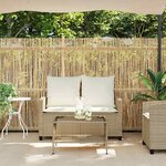vidaXL Canapé de jardin 2places coussins et table beige résine tressée