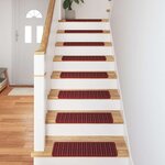vidaXL Tapis d'escalier auto-adhésifs Rayé 15 Pièces Rouge 65 x 21 x 4 cm