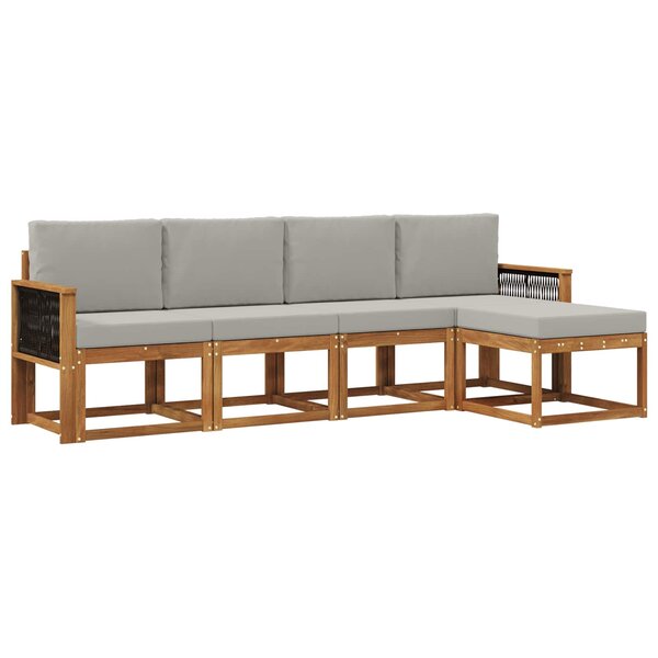 vidaXL Ensemble de canapés d'extérieur 5 pc Naturel et gris clair