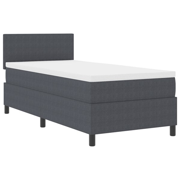 vidaXL Lit à Ressorts avec Matelas Gris Foncé 90x200 cm Tissu Velours Côtelé