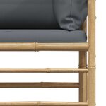 vidaXL Canapé de jardin avec coussins gris foncé Bambou