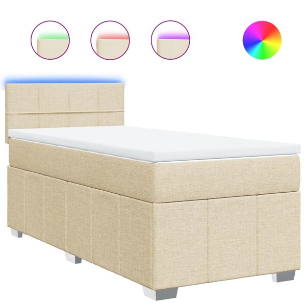 vidaXL Sommier à lattes de lit avec matelas Crème 90x200 cm Tissu