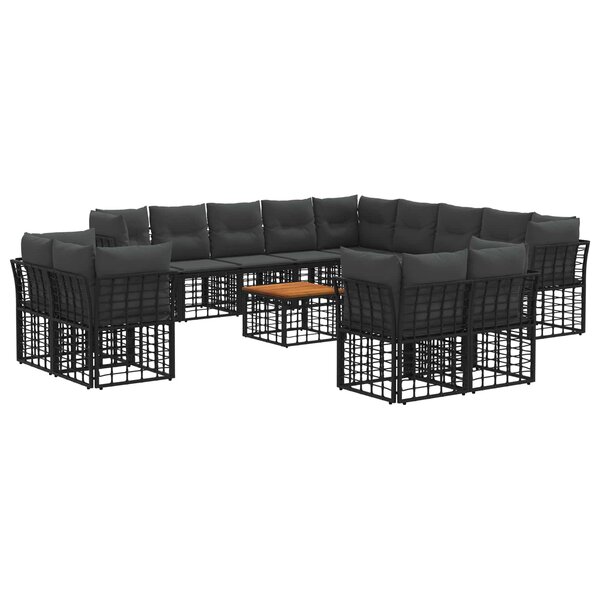 vidaXL Ensemble de canapés d'extérieur 14 pc Noir et Gris foncé
