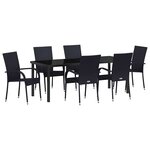 vidaXL Ensemble de salle à manger pour jardin 7 Pièces Noir