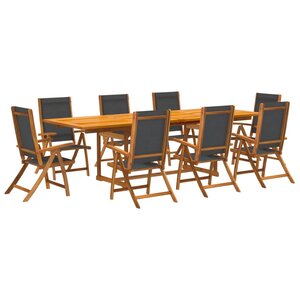 vidaXL Ensemble à manger de jardin 9Pièces bois d'acacia solide textilène