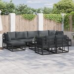 vidaXL Ensemble de canapé de jardin 9 Pièces Noir 353 x 141 5 x 71 cm