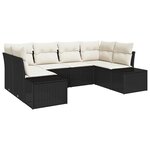 vidaXL Ensemble de canapé de jardin avec coussin 6 Pièces Noir Poly rotin