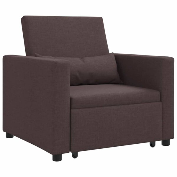 vidaXL Canapé Lit Simple Marron foncé 90 x 165 x 87 cm tissu