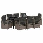 vidaXL Ensemble de salle à manger pour jardin 9 Pièces Gris polyrotin