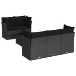 vidaXL Salon de jardin 6 Pièces avec coussins noir résine tressée
