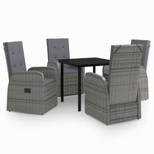 vidaXL Ensemble à manger de jardin avec coussins 5 Pièces Gris