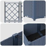 vidaXL Planteur de jardin avec treillis 3 Pièces gris 80x80x143 cm