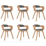 vidaXL Chaise de salle à manger 6 Pièces gris clair bois courbé et tissu