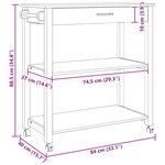 vidaXL Chariot de cuisine Uni Noir 84 x 40 x 88 5 cm