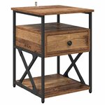 vidaXL Cabinet de chevet avec tiroir 2 Pièces Bois ancien 40 x 42 x 55 cm
