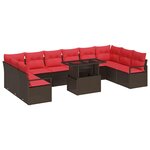 vidaXL Ensemble de canapé de jardin 11 Pièces Marron et rouge polyrotin