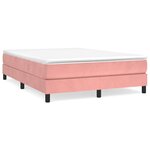 vidaXL Sommier à lattes de lit avec matelas Rose 140x200 cm Velours
