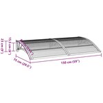vidaXL Auvent de porte Noir et transparent 150x75 cm Polycarbonate