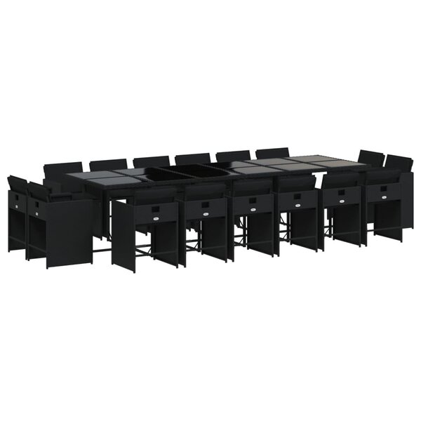 vidaXL Ensemble à manger de jardin coussins 17 Pièces résine tressée