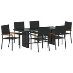 vidaXL Set de repas de jardin 7 pièces Noir Rattan Poly