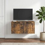 vidaXL Meuble TV mural Chêne fumé 59 5 x 41 x 30 cm Bois d'ingénierie
