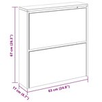 vidaXL Armoire à chaussures miroir 2 niveaux Blanc brillant 63x17x67cm