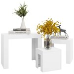 vidaXL Tables basses gigognes 3 Pièces Blanc Aggloméré