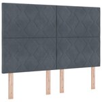vidaXL Tête de lit en velours gris foncé avec design de blocs en diamant - 160 cm