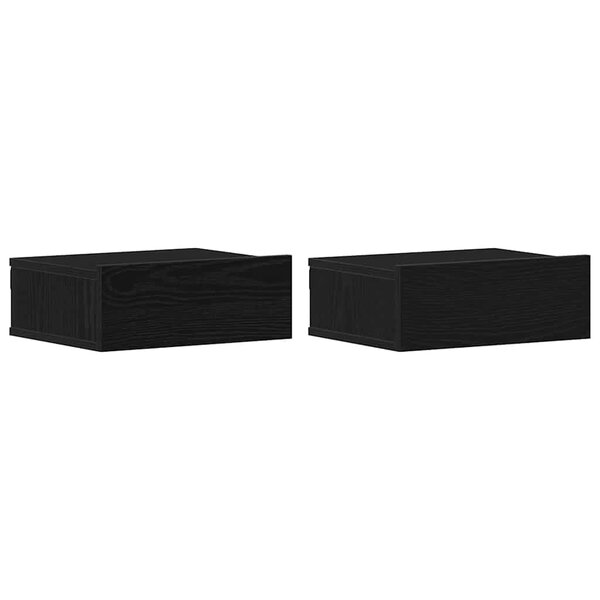 vidaXL Tables de chevet flottantes lot de 2 chêne noir 40 x 32 x 15 cm bois d'ingénierie