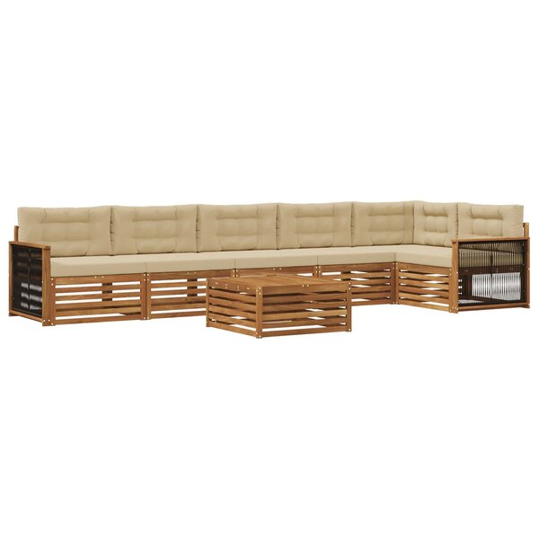 vidaXL Ensemble de canapés d'extérieur 7 pc Naturel et Beige