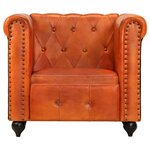 vidaXL Fauteuil Chesterfield Brun roux Cuir véritable