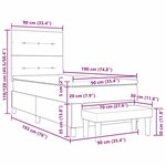 vidaXL Lit Box Spring avec matelas et banc noir 90x190 cm velours