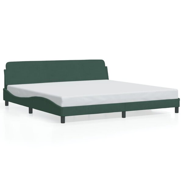 vidaXL Cadre de lit Dover vert foncé 200x200 cm velours