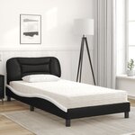 vidaXL Lit avec matelas Hvar noir et blanc 100x200 cm similicuir
