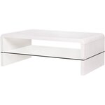 Table basse rectangulaire - Blanc laqué- Contemporain - Avec 1 étagere en verre - 120 x 60 x 40 cm - BELLA