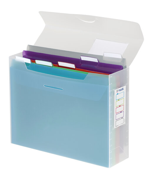 Coffret de classement A4 garni de 5 sous dossiers avec onglets d'identification